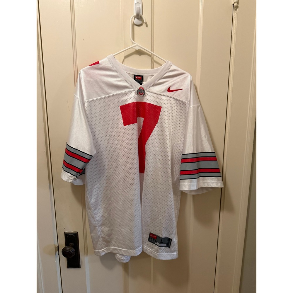 Nike Ohio State Buckeyes Jersey Mens Large White #7 Football OSU Team Apparel